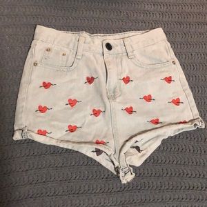 Vintage high waisted heart jean shorts